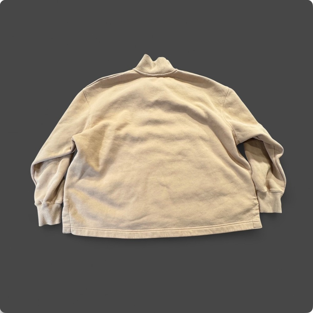 Nike Quarter Zip Pullover Beige Swoosh Sweatshirt Oversized Women's L Neutral - Picture 6 of 9